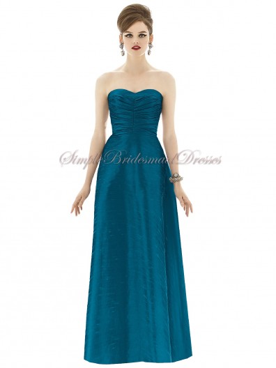 A-line Sweetheart Sleeveless Floor-length caspian Natural Ruched Hunter Zipper Taffeta Bridesmaid Dress