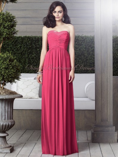 A-line Sleeveless Natural Strapless/Sweetheart Fuchsia Zipper Draped/Sequin Floor-length pantone-honeysuckle Chiffon Bridesmaid Dress