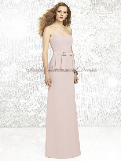 Zipper Floor-length Sleeveless cameo Pink Chiffon Strapless/Sweetheart Column/Sheath Natural Tiered/Sash Bridesmaid Dress