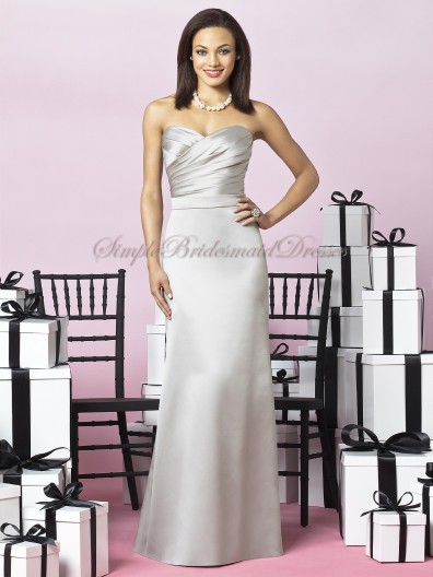Sleeveless Silver oyster Floor-length Natural Satin Zipper A-line Ruched Strapless/Sweetheart Bridesmaid Dress