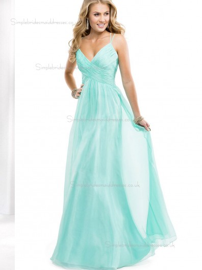 Jade Tulle V-neck Floor-length Empire A-line Bridesmaid Dress