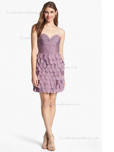 Lilac Natural A-line Sweetheart Short-length Bridesmaid Dress