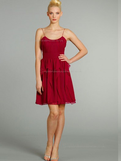 Red Empire Short-length Bateau Chiffon A-line Bridesmaid Dress