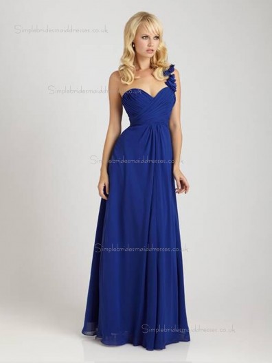 Royal Blue Floor-length Chiffon A-line Sweetheart Empire Bridesmaid Dress