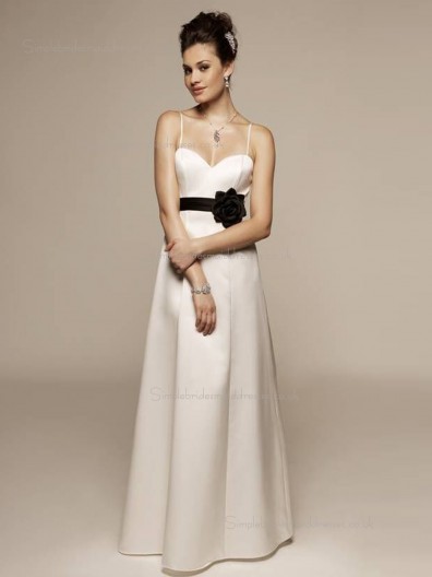 Champagne Sweetheart A-line Empire Floor-length Satin Bridesmaid Dress