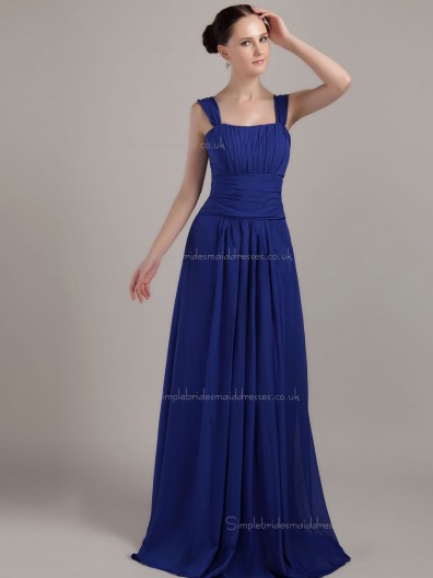 Royal Blue Bateau A-line Empire Chiffon Floor-length Bridesmaid Dress
