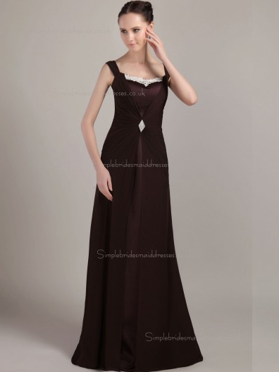 Chocolate Floor-length Bateau Natural A-line Chiffon Bridesmaid Dress