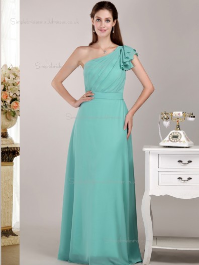 Jade Floor-length One Shoulder Natural Chiffon A-line Bridesmaid Dress