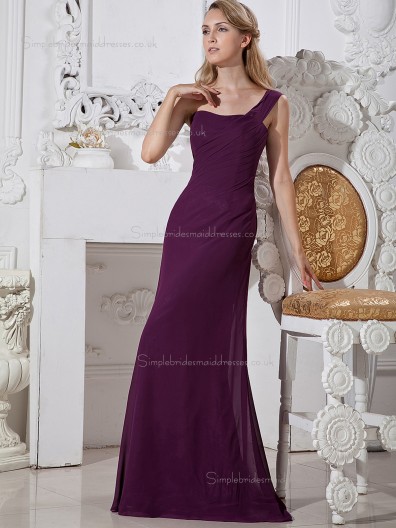Grape Mermaid Natural One Shoulder Chiffon Floor-length Bridesmaid Dress