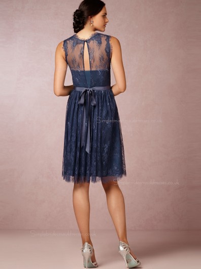 Best A-line Lace Navy Bridesmaid Dresses