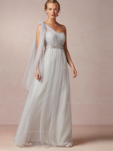 Stylish Beading One Shoulder Floor-length Bridesmaid Dresses
