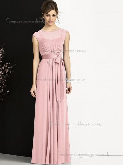 Multicolor Cheap Floor-length Sash Candy Pink Chiffon Bridesmaid Dresses