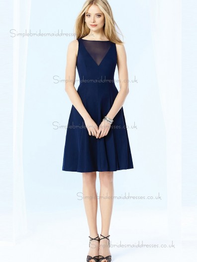 Designer Gorgeous Discount Chiffon Knee-length Dark Navy Bridesmaid Dresses