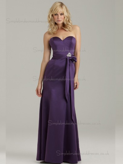 Fitted Celebrity Regency Floor-length Beading Bow Satin Bridesmaid Dresses