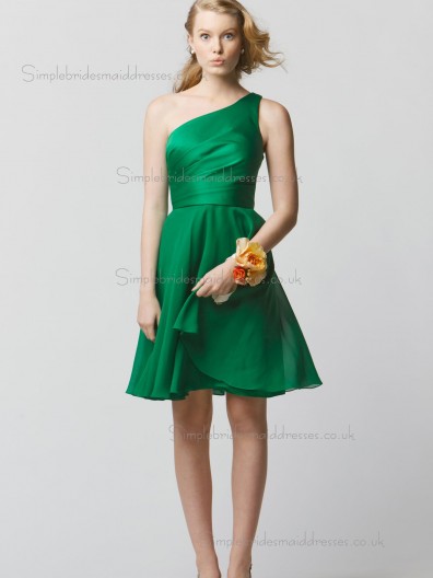 Cheap Stunning Green Short-length Chiffon Bridesmaid Dresses