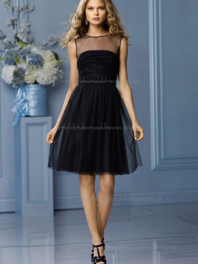 Vintage Romantica tulle Draped Black Short-length Bridesmaid Dresses