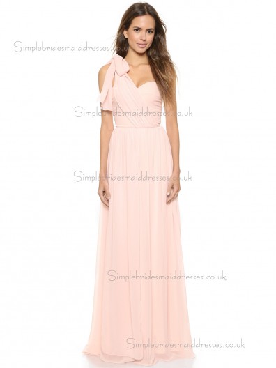 Beautiful Celebrity Pink Floor-length Chiffon Bridesmaid Dresses