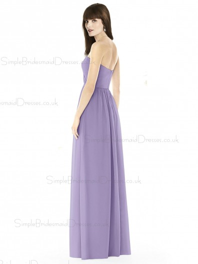 Vintage Girls Lilac A-line Long Sweertheart Naturl Waist Bridesmaid Dress