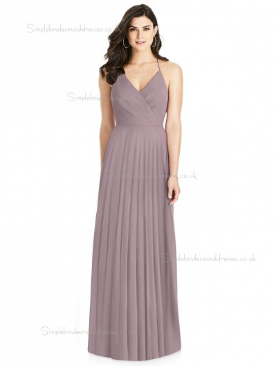 Elegant Best Plus Size Draped V-neck A-line desert rose Chiffon floor-length Bridesmaid Dress