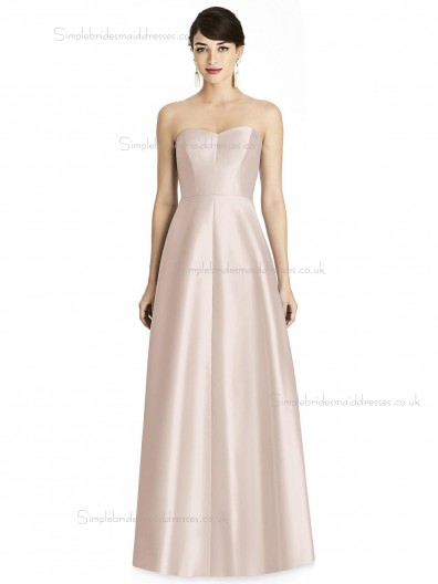 Online Satin A-line floor-length Pearl Pink Sweetheart Bridesmaid Dress