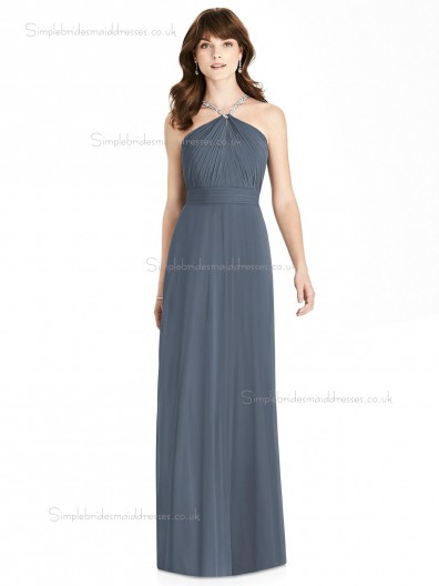 UK Best silverstone Chiffon A-line Beading floor-length Bridesmaid Dress