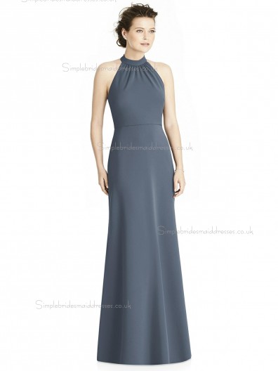Elegant Girls Gray A-line Satin floor-length Bow Bridesmaid Dress