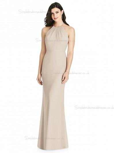 Amazing Scoop Champagne Floor-length Chiffon Mermaid Bridesmaid Dress