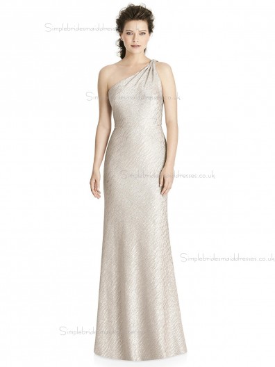 Fitted Champagne Mermaid One Shoulder Floor-length Bridesmaid Dress