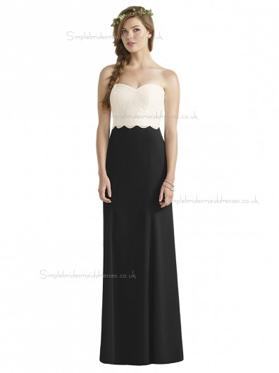 Cheap Amazing floor-length Column / Sheath Sweetheart Lace Satin Bridesmaid Dress