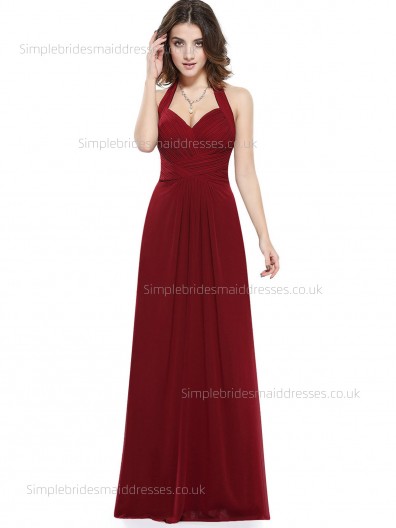 UK Romantica Draped Empire Chiffon Sweetheart Sleeveless A-line Floor-length Burgundy Bridesmaid Dress