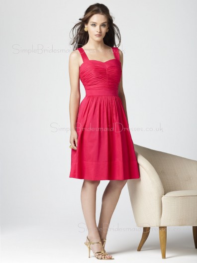 Taffeta Natural Knee-length A-line Straps Bridesmaid Dress