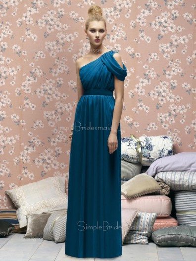 One-Shoulder A-line Draped/Ruffles Chiffon Sleeveless Bridesmaid Dress