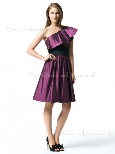 Zipper Grape Knee-length Natural Taffeta Bridesmaid Dress