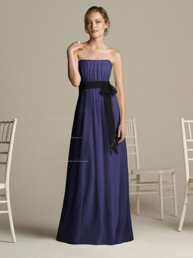 A-line Strapless Royal-Blue Draped/Ruffles/Sash Zipper Bridesmaid Dress