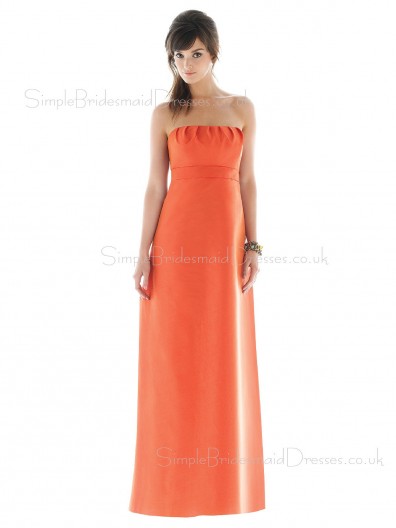 Orange Empire Strapless A-line Sleeveless Bridesmaid Dress