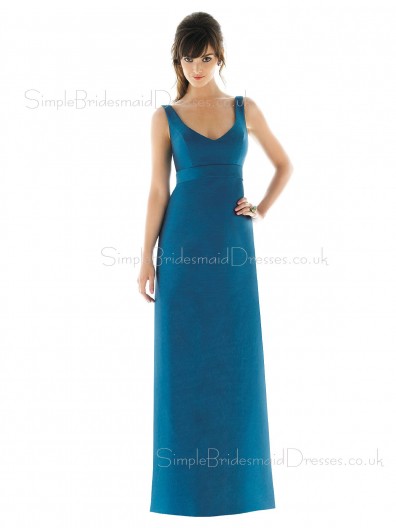 Draped/Ruffles Zipper Floor-length Sheath Empire Bridesmaid Dress