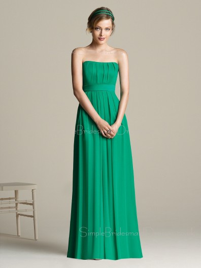 Chiffon Draped/Ruffles A-line Empire Strapless Bridesmaid Dress