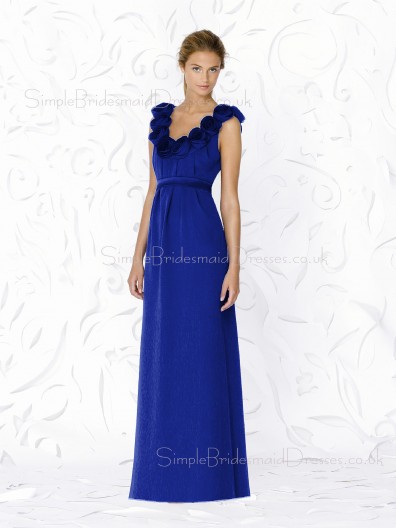Royal-Blue A-line Straps Zipper Floor-length Bridesmaid Dress