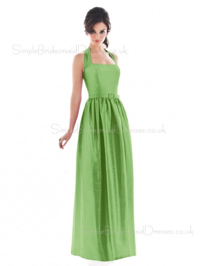 Draped/Ruffles/Sash Green Sleeveless Natural Floor-length Bridesmaid Dress