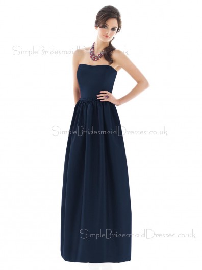 Strapless Satin Floor-length Zipper Draped/Ruffles/Sash Bridesmaid Dress