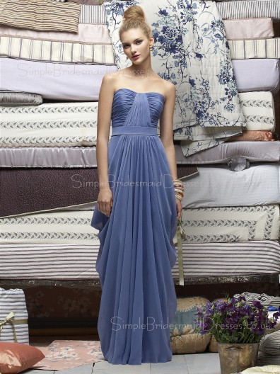 A-line Lavender Draped/Ruffles Floor-length Empire Bridesmaid Dress