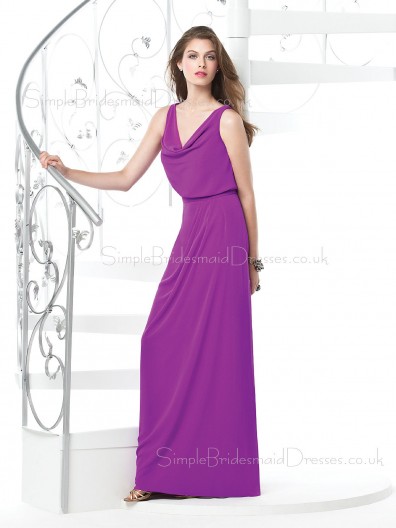 A-line Sleeveless Chiffon Floor-length Zipper Bridesmaid Dress