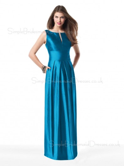 Zipper Blue A-line Elastic-Satin Natural Bridesmaid Dress
