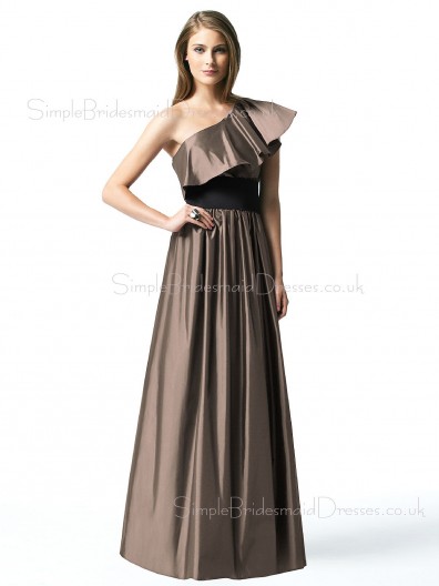 A-line Draped/Ruffles Sleeveless Brown Natural Bridesmaid Dress