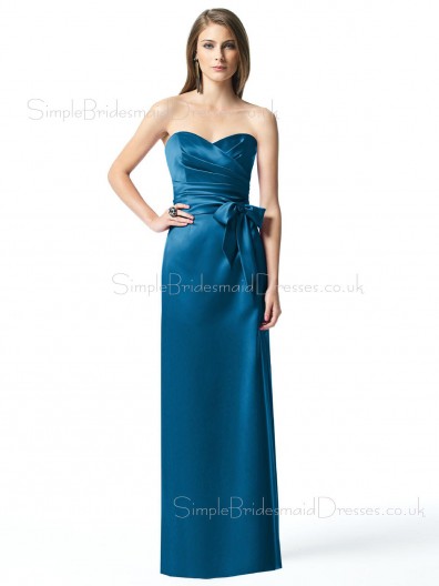 Sweetheart Sleeveless Floor-length Elastic-Satin Backless Bridesmaid Dress