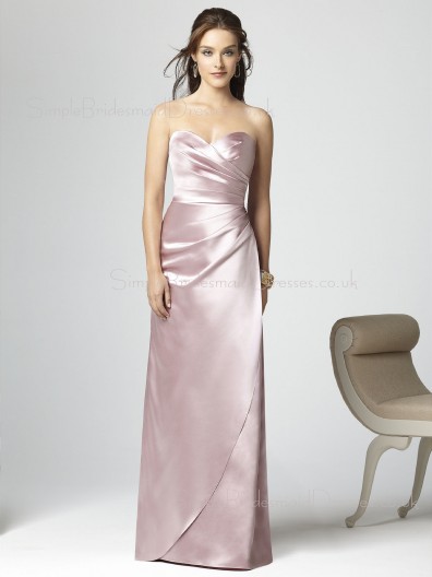 Floor-length Sleeveless Empire Pink Sheath Bridesmaid Dress
