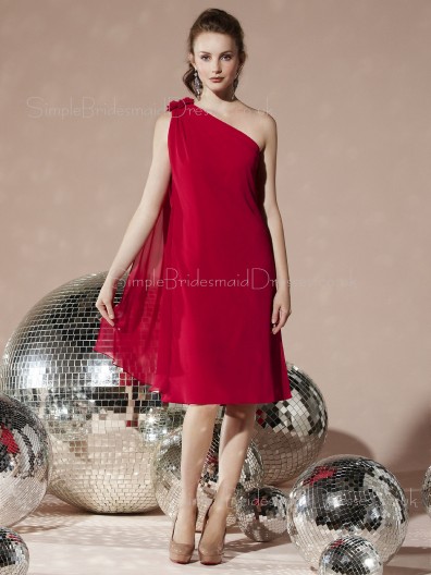 Chiffon Knee-length Zipper A-line Burgundy Bridesmaid Dress