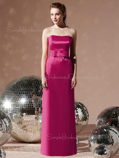 Zipper Satin Strapless Empire Sleeveless Bridesmaid Dress