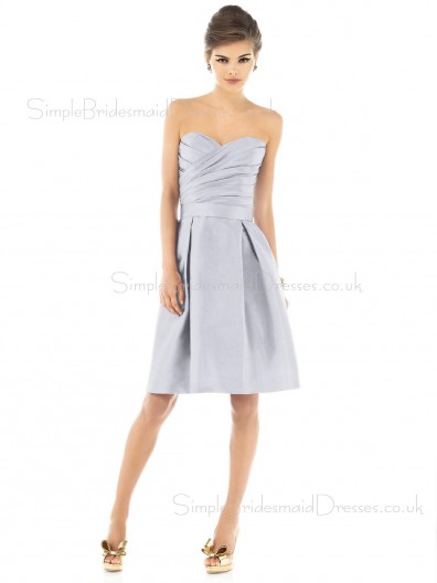 Zipper Natural A-line Silver Knee-length Bridesmaid Dress