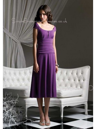 Grape Bateau Empire Zipper Chiffon Bridesmaid Dress